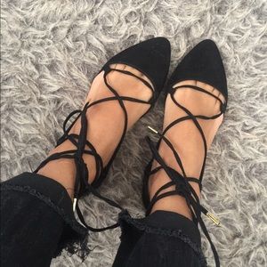 ⚫️ Cute black lace up flats size 5.5 ⚫️